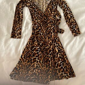 Norma Kamali Animal Print Long Sleeve Dress